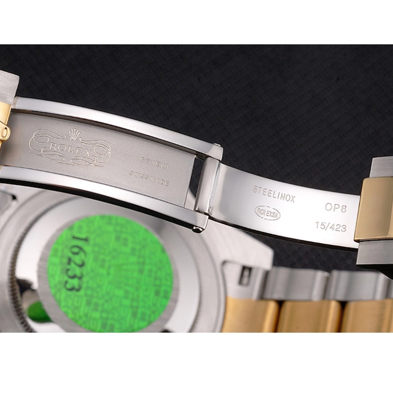Aaa replica watch And Gold Tone Bezel Steel Two Submariner Rolex Blue Swiss Bracelet Dial 0706